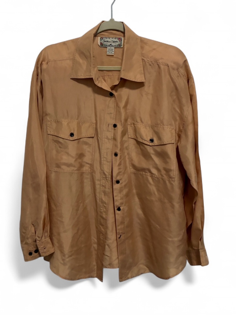 Vintage Johnathan Martin Tan Long Sleeve Button-Front Oversized Shirt